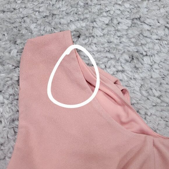 READ Birdy Grey Shamin V-Neck Crepe Bridesmaid Dress Pink Rose Quartz Large Slit - Picture 10 of 13